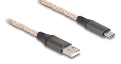 Delock USB-kabel USB 2.0 USB-A stekker, USB-C stekker 1.00 m Transparant 88164