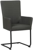Donkergrijze leren industriële eetkamerstoel Dry - poot rond zwart - Hermes Leer Antracite (donkergrijs leer) - thumbnail