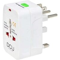 DCU TECNOLOGIC Stekkeradapter | internationale converter | Compatibel met Europa, Groot-Brittannië, VS, China, Japan en Australië | Overspanningsbeveiliging | Wit - thumbnail