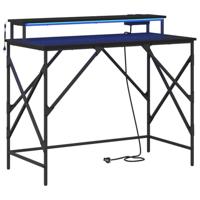 Bureau met plank Zwart eiken 100 x 50 x 86.5 cm Bewerkt hout - thumbnail