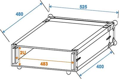 Roadinger Effect Rack CO DD 19 inch flightcase 2HE 400mm diep - thumbnail