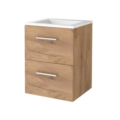 Badmeubelset BWS Salt 50x46cm Met Grepen 2 Lades Met Wastafel Acryl Whisky Oak