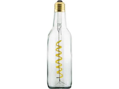 LED lamp in een heldere bierfles en met een spiraalvormige LED gloeidraad E27 fitting