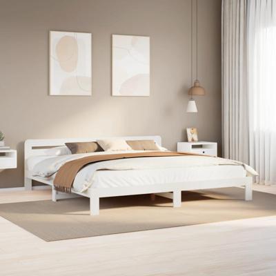 Bedframe zonder matras massief grenenhout wit 180x200 cm