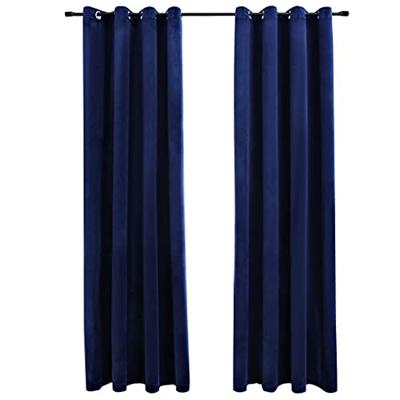 VidaXL Gordijn verduisterend met ringen 2 st 140x245 cm fluweel blauw VidaXL Gordijn verduisterend met ringen 2 st 140x245 cm fluweel blauw