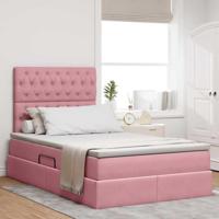 Opbergbed met LED met matras Roze 120 x 190 cm Fluweel - thumbnail