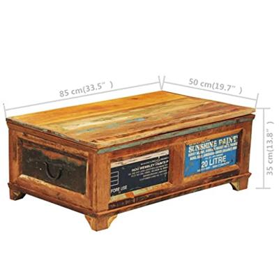 Salontafel met opbergruimte vintage stijl gerecycled hout