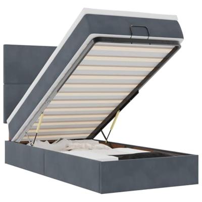 Ottoman bed met matrassen 80x200cm fluweel donkergrijs