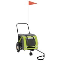 VidaXL Hondenfietstrailer oxford stof en ijzer groen en zwart - thumbnail