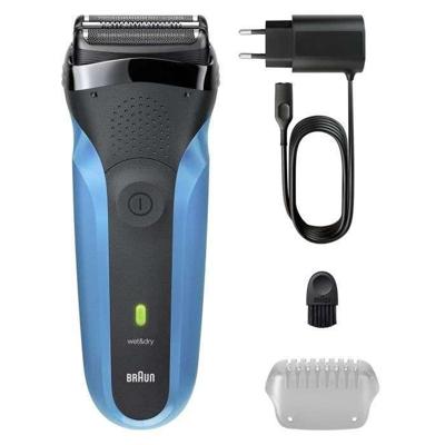 BRAUN Series 3 Elektrisch Scheerapparaat - Blauw en Zwart - 30 Minuten Batterijduur - 5 Minuten Snel Opladen BRAUN Series 3 Elektrisch Scheerapparaat - Blauw en Zwart - 30 Minuten Batterijduur - 5 Minuten Snel Opladen