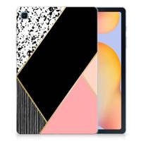Samsung Galaxy Tab S6 Lite | S6 Lite (2022) Back Cover Zwart Roze Vormen - thumbnail