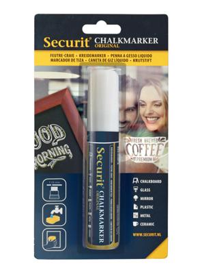 Securit krijtmarker large, op blister, wit