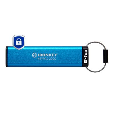 Kingston IronKey Keypad 200C USB-stick 64 GB Blauw IKKP200C/64GB USB-C