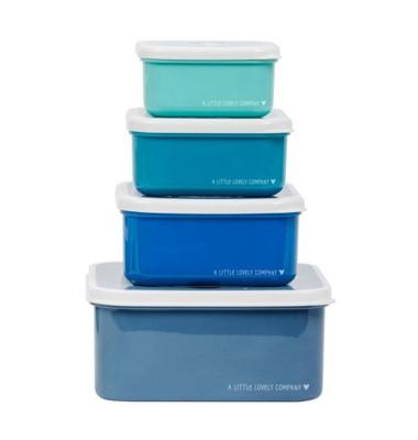 A Little Lovely Company eetset Panda junior polyetheen blauw 4 delig