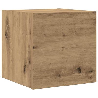 7-delig Tv-meubelset wandmontage bewerkt hout artisanaal eiken