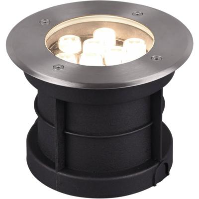 LED Grondspot - Trion Baliyi - Inbouw Rond - 9W - Waterdicht IP65 - Warm Wit 3000K - Mat Nikkel - RVS