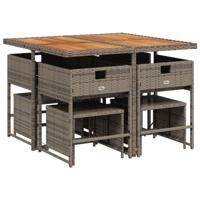 9-delige Tuinset met kussens poly rattan grijs - thumbnail