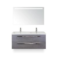 Seville Badmeubelset 120 cm - 2 laden Beton Antrac - Wastafel Djazz Dubbel - met Sence Spiegel - thumbnail