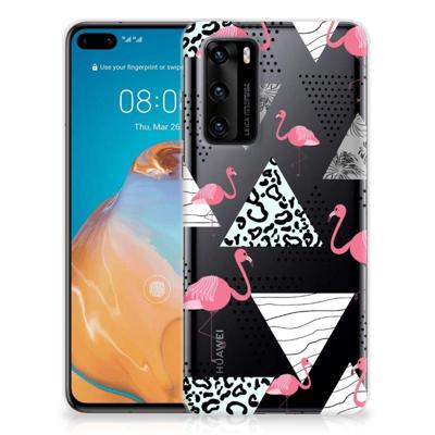Huawei P40 | TPU Hoesje | Flamingo Triangle
