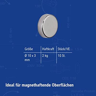 Maul Neodymium magneet (Ø x h) 10 mm x 3 mm Schijf Zilver 10 stuk(s) 6166396