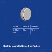 Maul Neodymium magneet (Ø x h) 10 mm x 3 mm Schijf Zilver 10 stuk(s) 6166396 - thumbnail