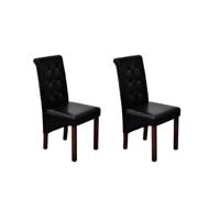 Eetkamerstoelen 2 st kunstleer zwart - thumbnail
