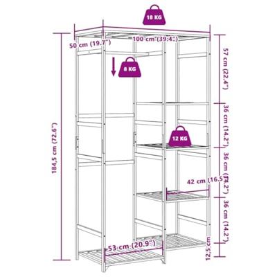 Kledingrek met schappen 100x50x184,5 cm bamboe