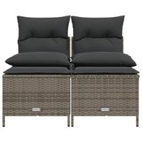 4-delige Loungeset met kussens poly rattan grijs - thumbnail