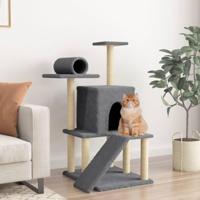 vidaXL Kattenmeubel met sisal krabpalen 110,5 cm donkergrijs, kattenpaal, kattenboom, kattenkrabpaal, kattenhuis, kattenmeubel, kattenpalen - thumbnail