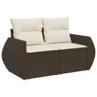 5-delige Loungeset met kussens poly rattan bruin - thumbnail