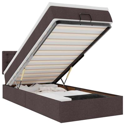 Ottoman bed met matras 90x190cm stof donkerbruin - thumbnail