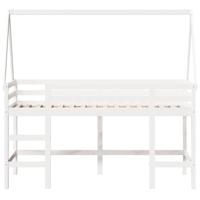 Halfhoogslaper met ladder en bedhuis grenenhout wit 90x200 cm - thumbnail