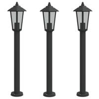 VidaXL Vloerlamp voor buiten 3 st 80 cm roestvrijstaal zwart - thumbnail