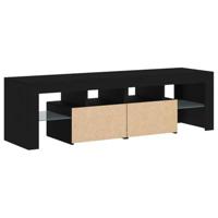 Tv-meubel met LED 140x36,5x40 cm bewerkt hout zwart eiken - thumbnail