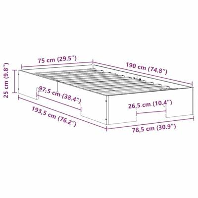 Bedframe met opslag Bruin 75 x 190 cm Massief grenenhout Bedframe met opslag Bruin 75 x 190 cm Massief grenenhout