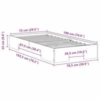 Bedframe met opslag Wit 75 x 190 cm Massief grenenhout - thumbnail