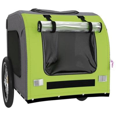 Hondenfietstrailer oxford stof en ijzer groen en grijs - thumbnail