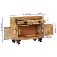 Dressoir 80x30x65 cm massief ruw mangohout - thumbnail
