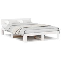 Bedframe met hoofdeinde Wit 160 x 200 cm Massief grenenhout - thumbnail