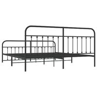 Bedframe met hoofd- en voeteneinde metaal zwart 200x200 cm - thumbnail