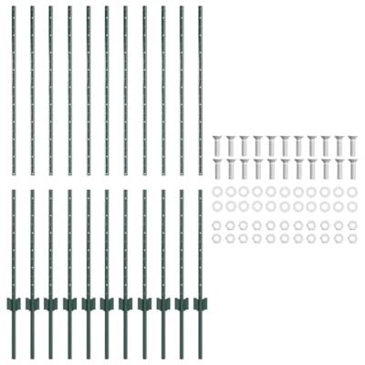 VidaXL Afrasteringspaal 11 pcs groen 140 cm staal