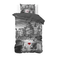 RoyalTextile - Amsterdam 020 Dekbedovertrek - 100% katoen - Antraciet - 140 x 220 - thumbnail