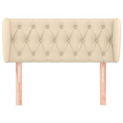 Hoofdbord met randen 203x23x78/88 cm stof crèmekleurig