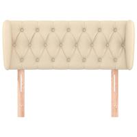 Hoofdbord met randen 203x23x78/88 cm stof crèmekleurig - thumbnail