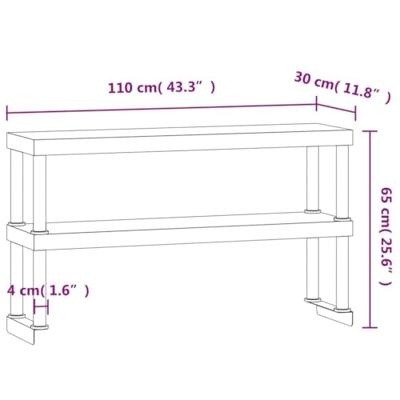 VidaXL Verhoging voor werktafel 2-laags 110x30x65 cm roestvrij staal