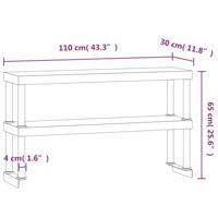 Verhoging voor werktafel 2-laags 110x30x65 cm roestvrij staal - thumbnail