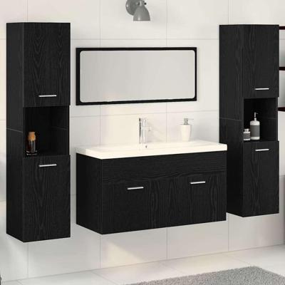 Badkamermeubelset met opslag 5 pcs Zwart Eiken 30 x 30 x 130 cm