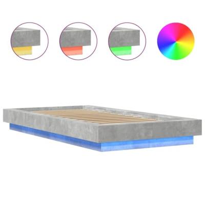 Bedframe met LED-verlichting bewerkt hout betongrijs 100x200 cm