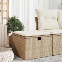 Tuinkruk met kussen 55x55x37 cm poly rattan beige - thumbnail