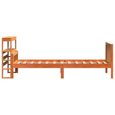 Bedframe met hoofdbord massief grenenhout wasbruin 160x200 cm
